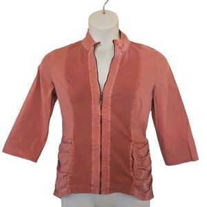 XCVI Top Zip Up Size M Dusty Rose Stretchy Sleeve 3/4